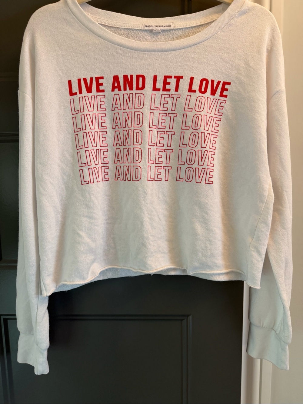 Grayson Threads White Sweatshirt with Red 'Live and Let Love' Graphic S
